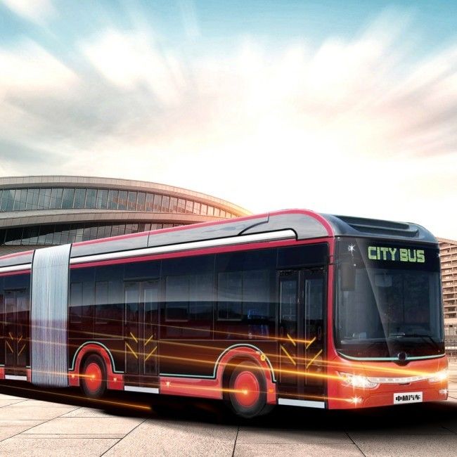 18 Meters Zev Bus 69 Km/H Electric Passenger Bus 50 Seats ความจุผู้โดยสาร 150
